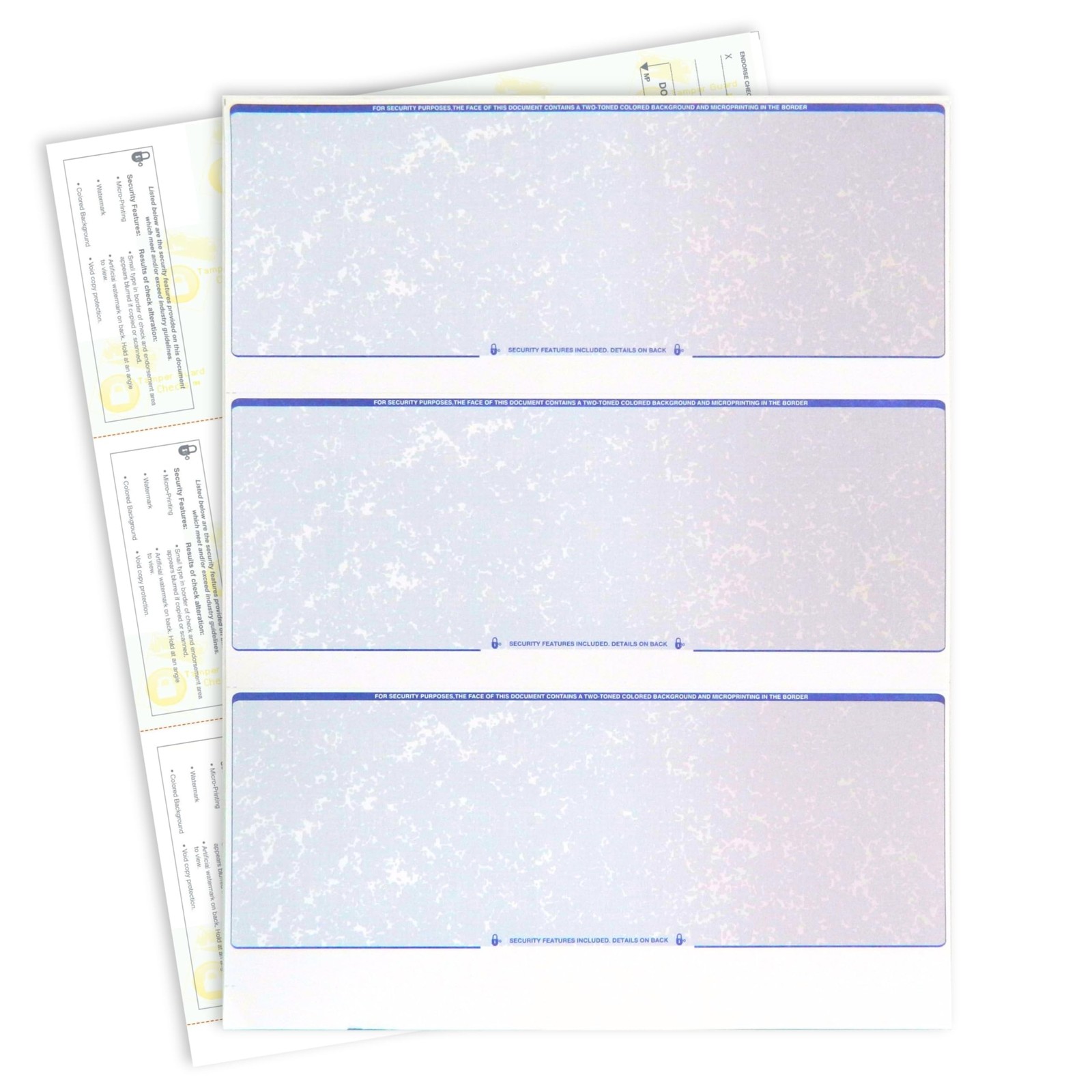 Blank Checks Paper Stock-Computer Checks Prismatic Blue Red-3 Checks On A Pag…