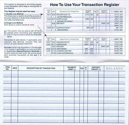 12 Checkbook Transaction Registers 6×3 Inches With 26-27-28 Calendars For