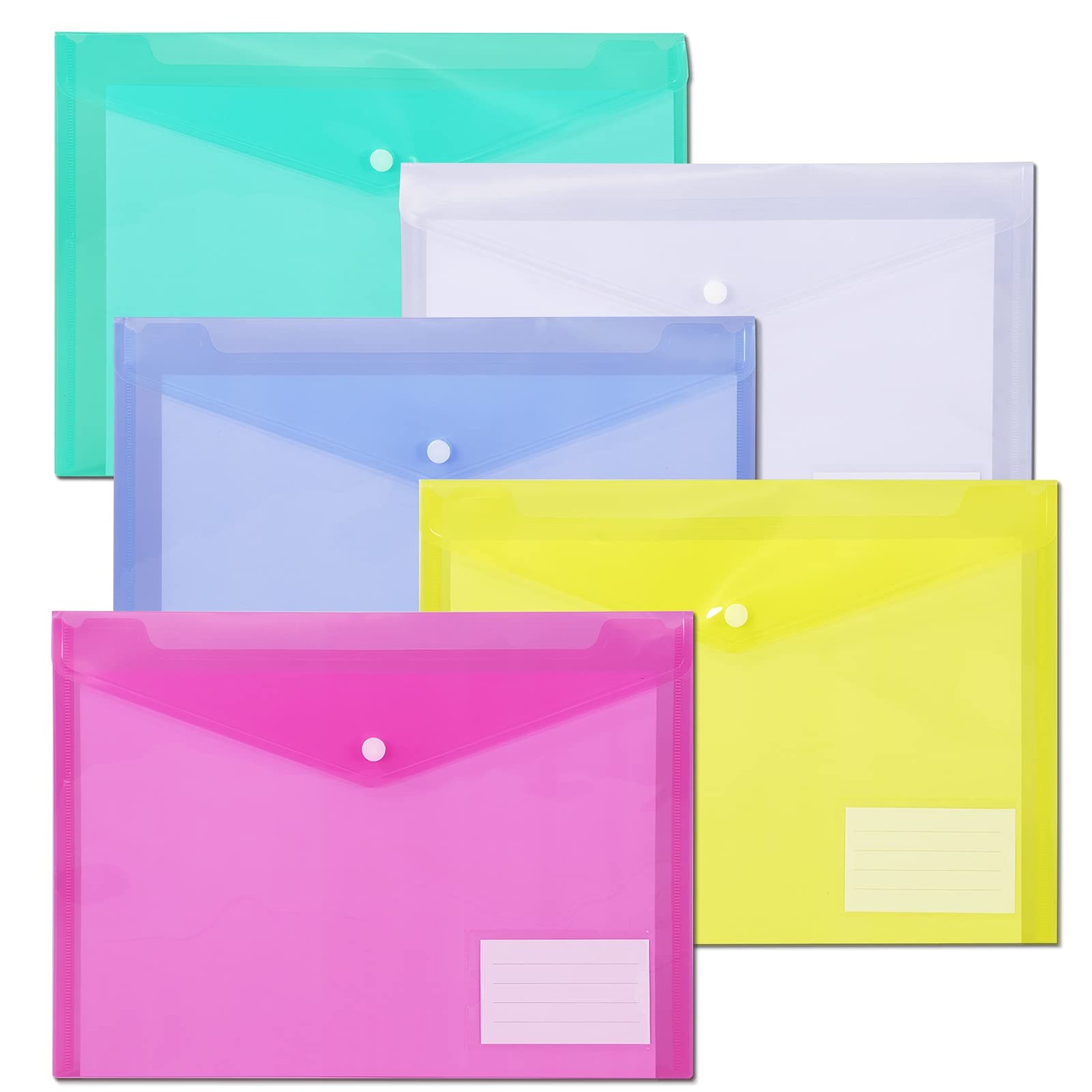 10 Pack Plastic File Folders with Pockets, Letter A4, Assorted Colors