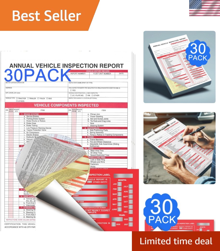 Efficient 3-Ply Vehicle Assessment Forms with Weather-Resistant Labels – 30 Pack