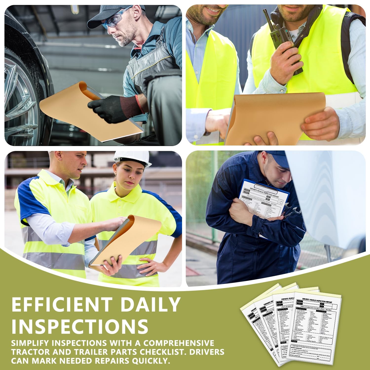 6 Pack Detailed Driver’s Daily Vehicle Inspection Report 300 Sets 5.5″ x 8.5″…