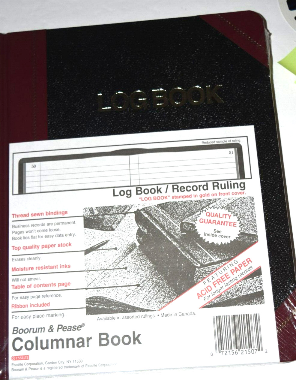 BOORUM & PEASE “Log Book/Record Ruling,” (1/4″ thick, 7.75″ x 10″) New/Sealed