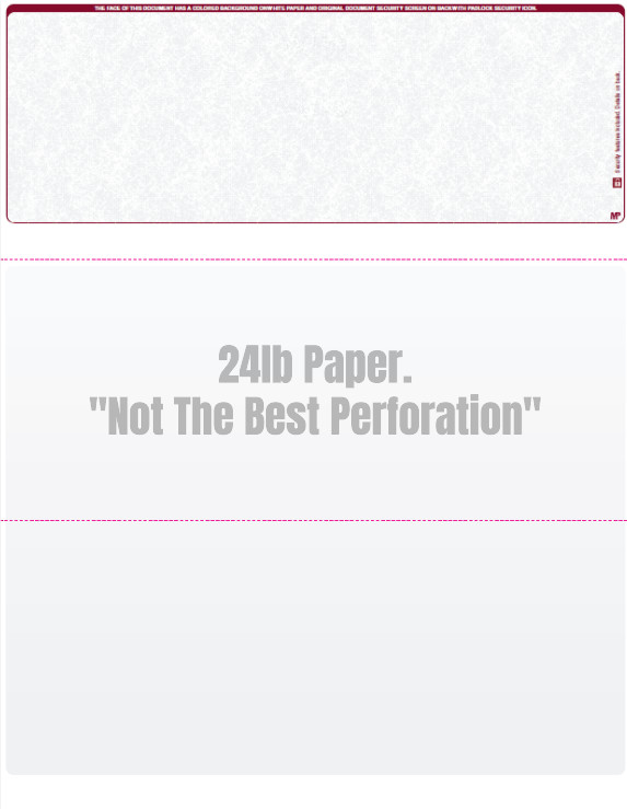 Blank Computer Check paper, Check on top, 24lb paper, Count/500.