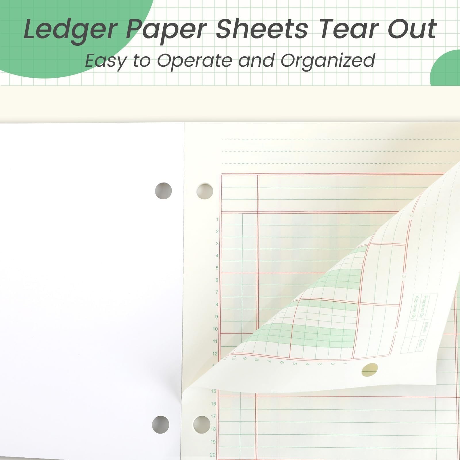 300 Sheets Columnar Analysis Pad – 6 Pads, 3 Hole Punch, 8.5″x11″ Ledger Paper f