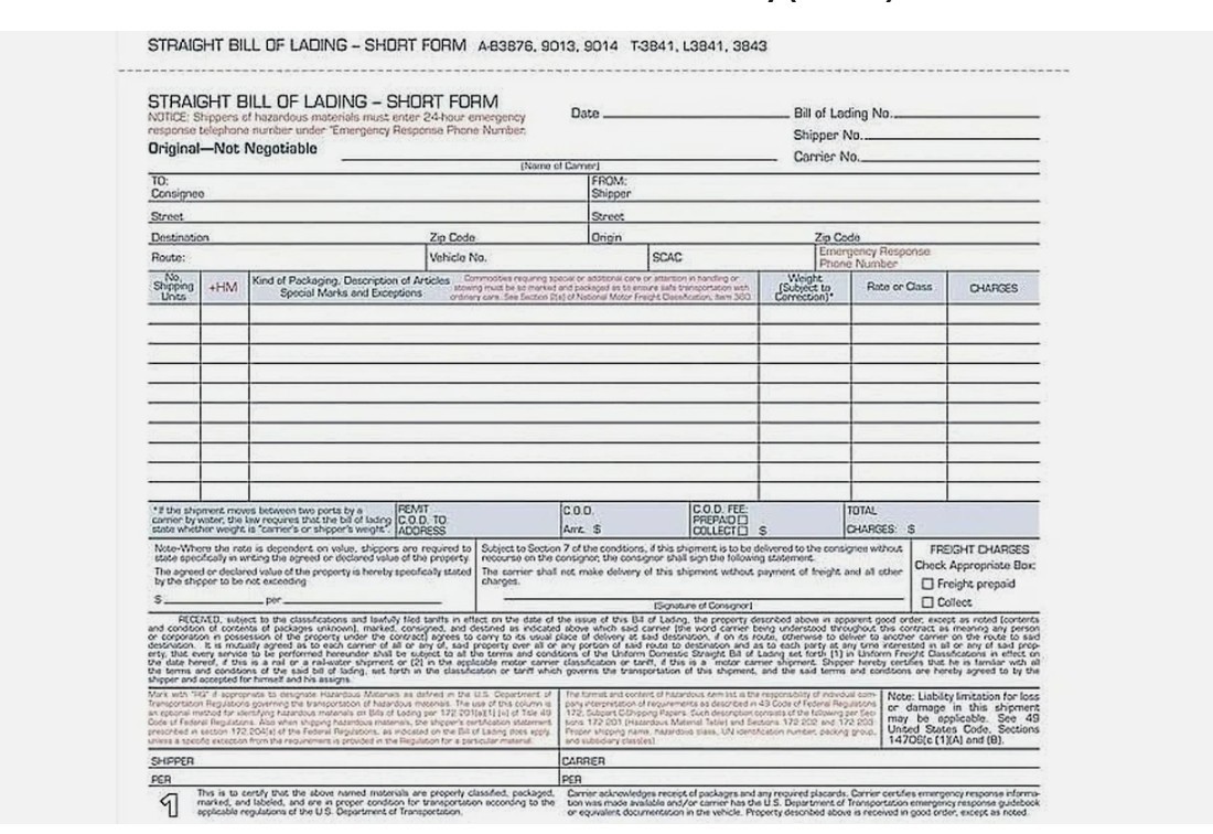 Adams Bill of Lading Short Form, 8-1/2 x 7-7/16 Inches, White, 3-Part, 250-Count