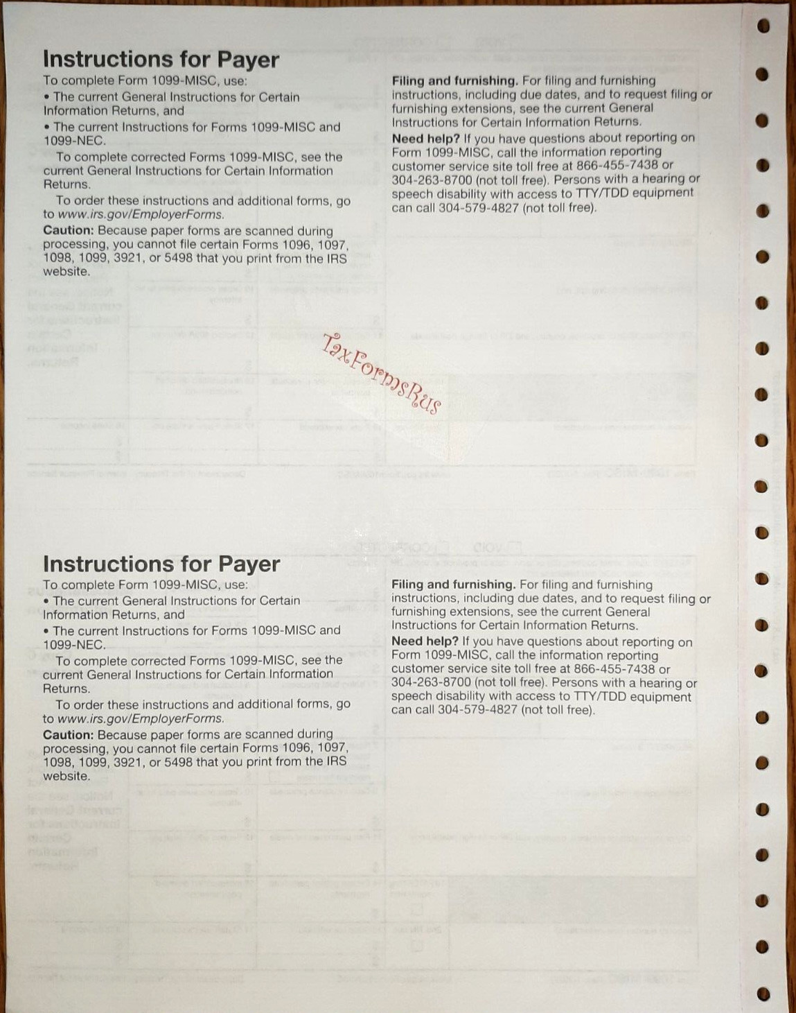 2022 IRS Tax Form 1099-MISC single sheet set for 2 recipients carbonless 5-pt