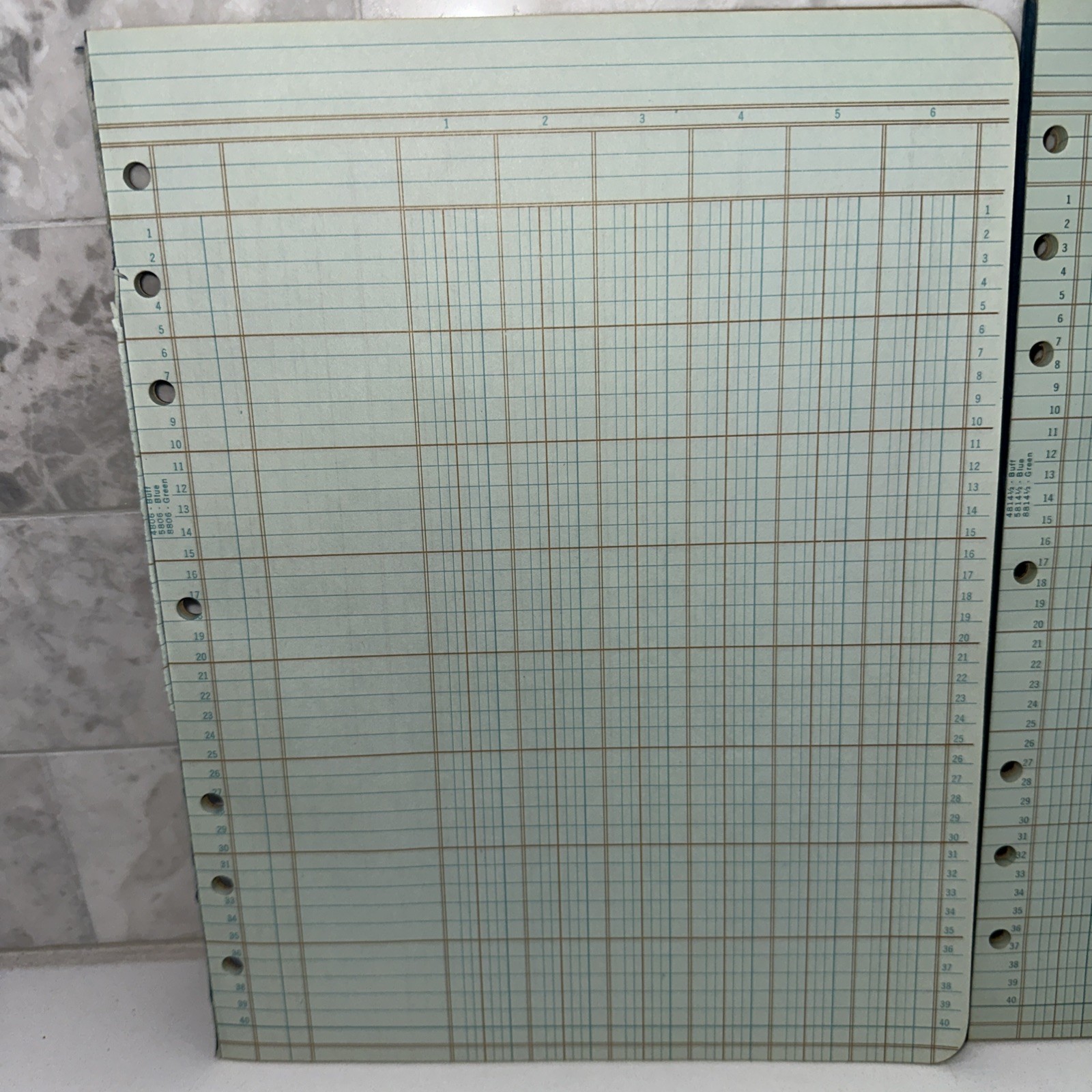 VTG 1968 Wilson Jones Write Columnar Pad Green 6 Columns Accounting Ledger D3