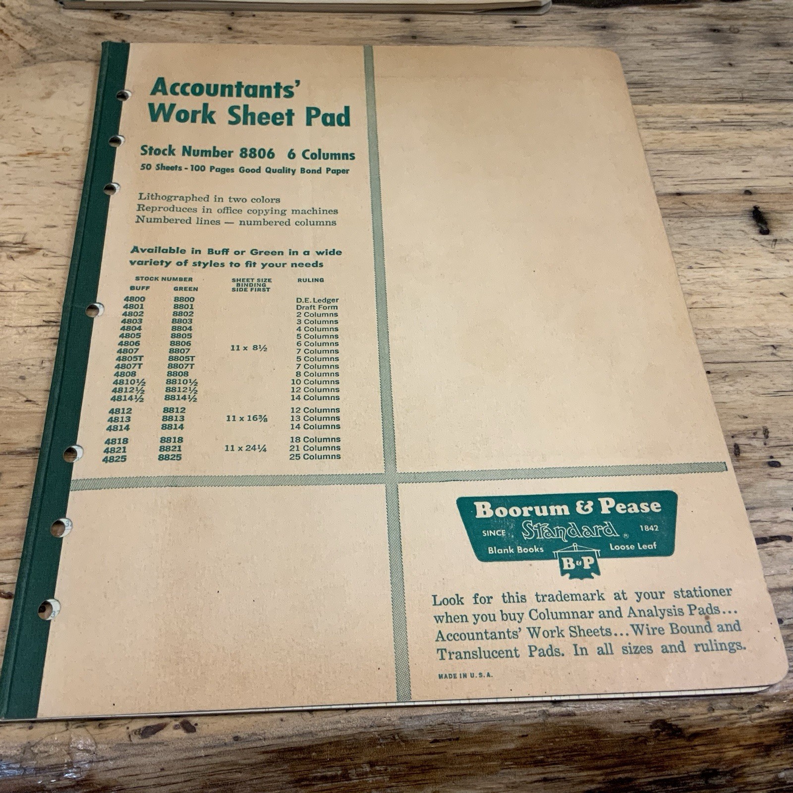 Lot 2 Vintage Columnar Pads Wilson Jones Boorum Pease 6 Column USA Accounting