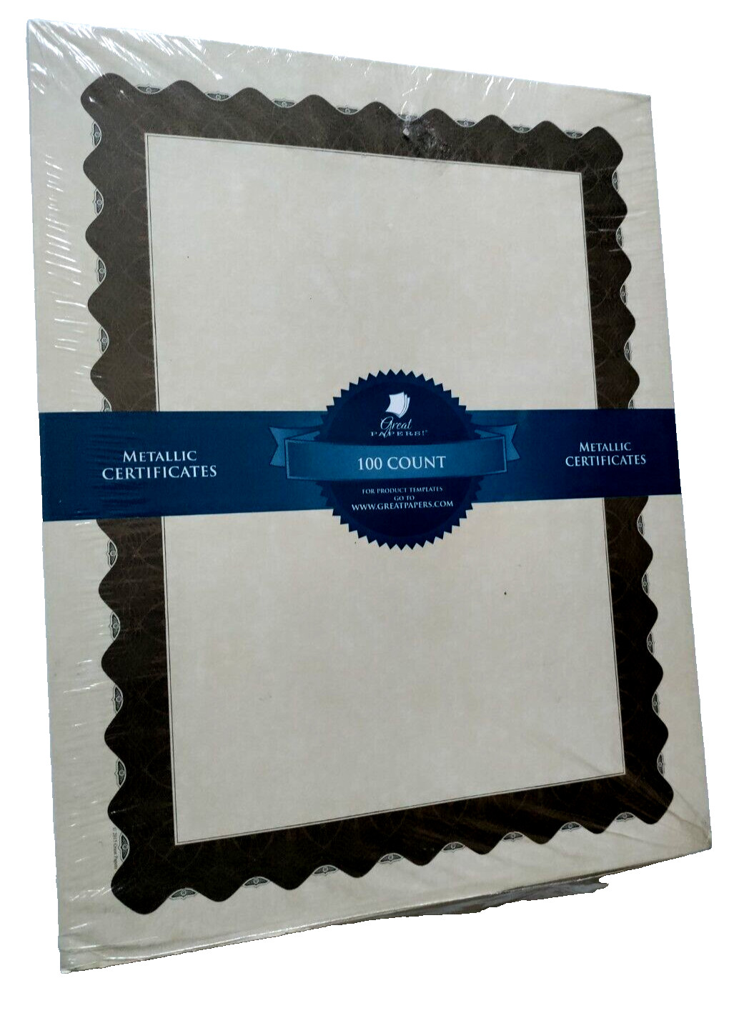 Great Papers 8.5 x 11 Beige/Brown Metallic Gold Certificates 100/Pack
