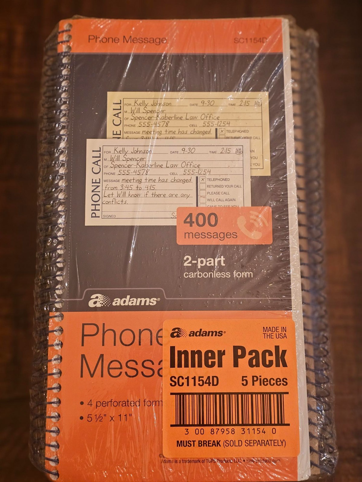Adams Phone Message Book 2-Part Carbonless 5.5″ x 11″ Pack of 5 | Office Message