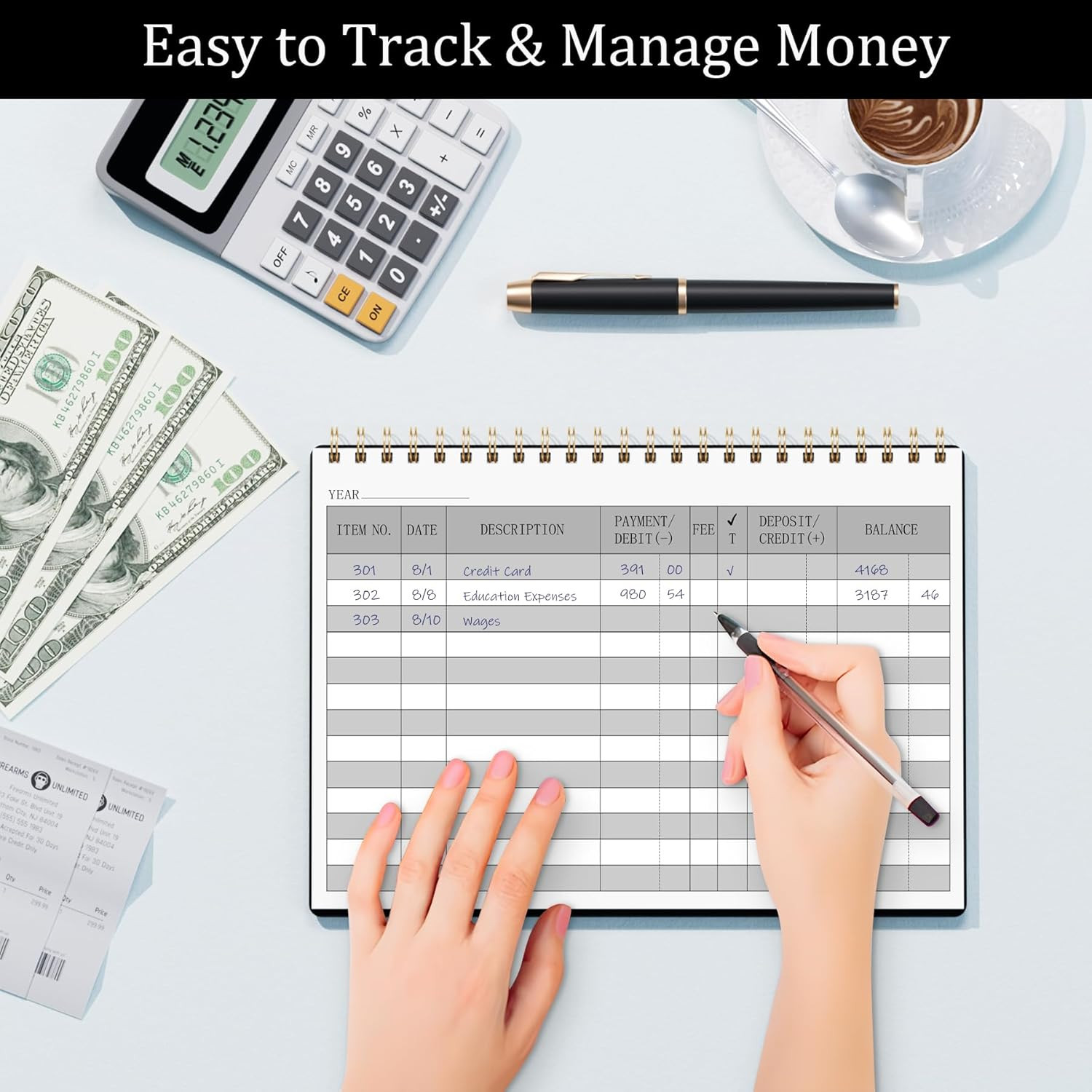 Check Registers for Personal Checkbook, Transaction Expense Ledger Log Book for