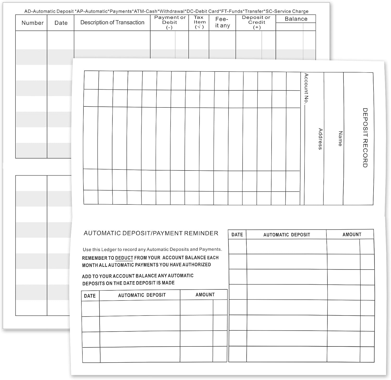 20 Pack Checkbook Register, Check Registers for Personal Checkbook, 6″ × 3″