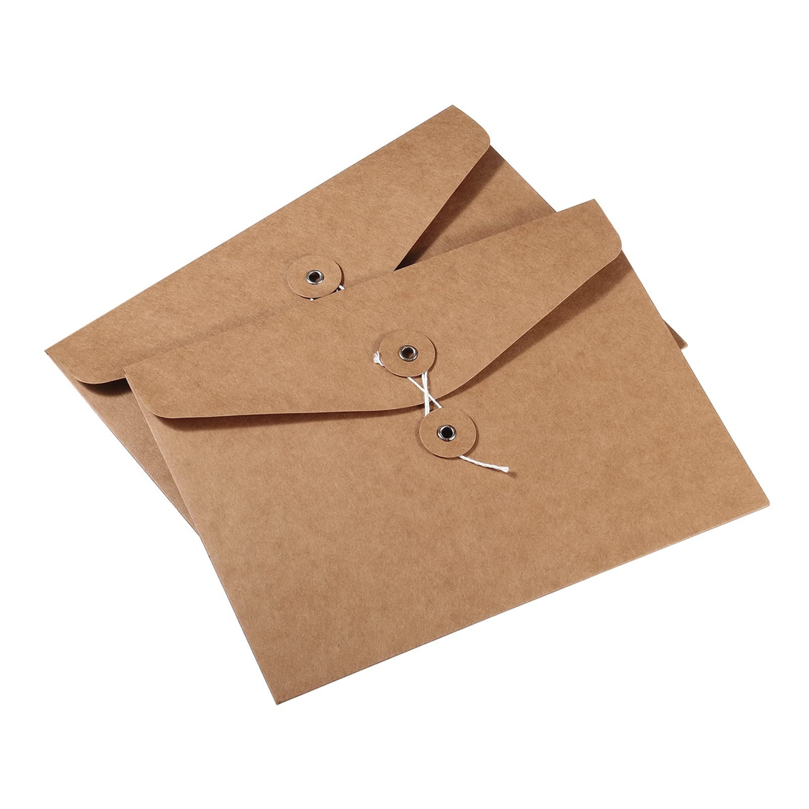 YOKIVE 2 Pack String Envelope File Folder, Tie Closure Paper Brown