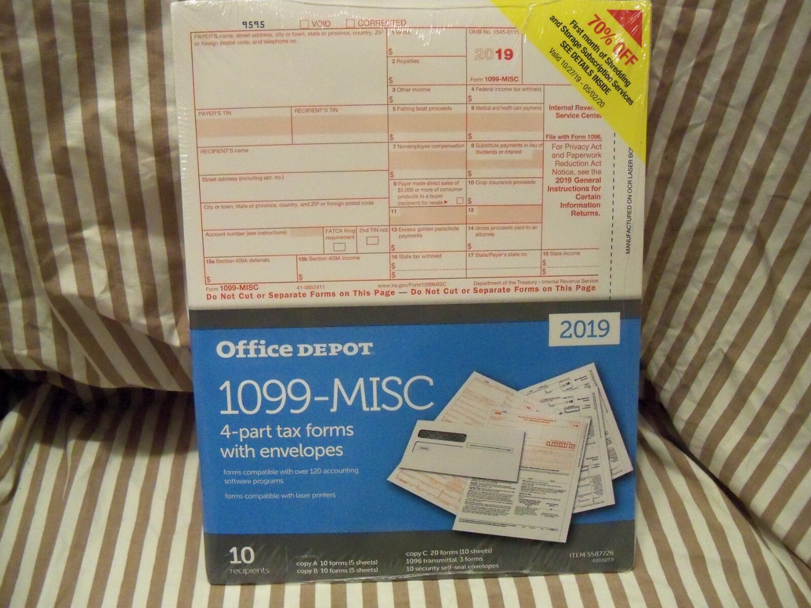 Office Depot 1099-MISC Tax Forms w Envelopes 2019, 4-Part, 10-PK Staples Tax USA