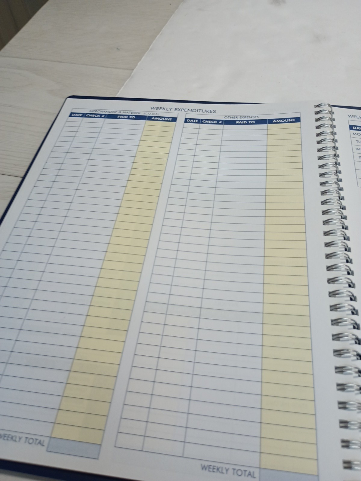 (1) PO Adams Weekly Bookkeeping Record Book, Spiral Bound,8.5 X 11 Inches, AFR70