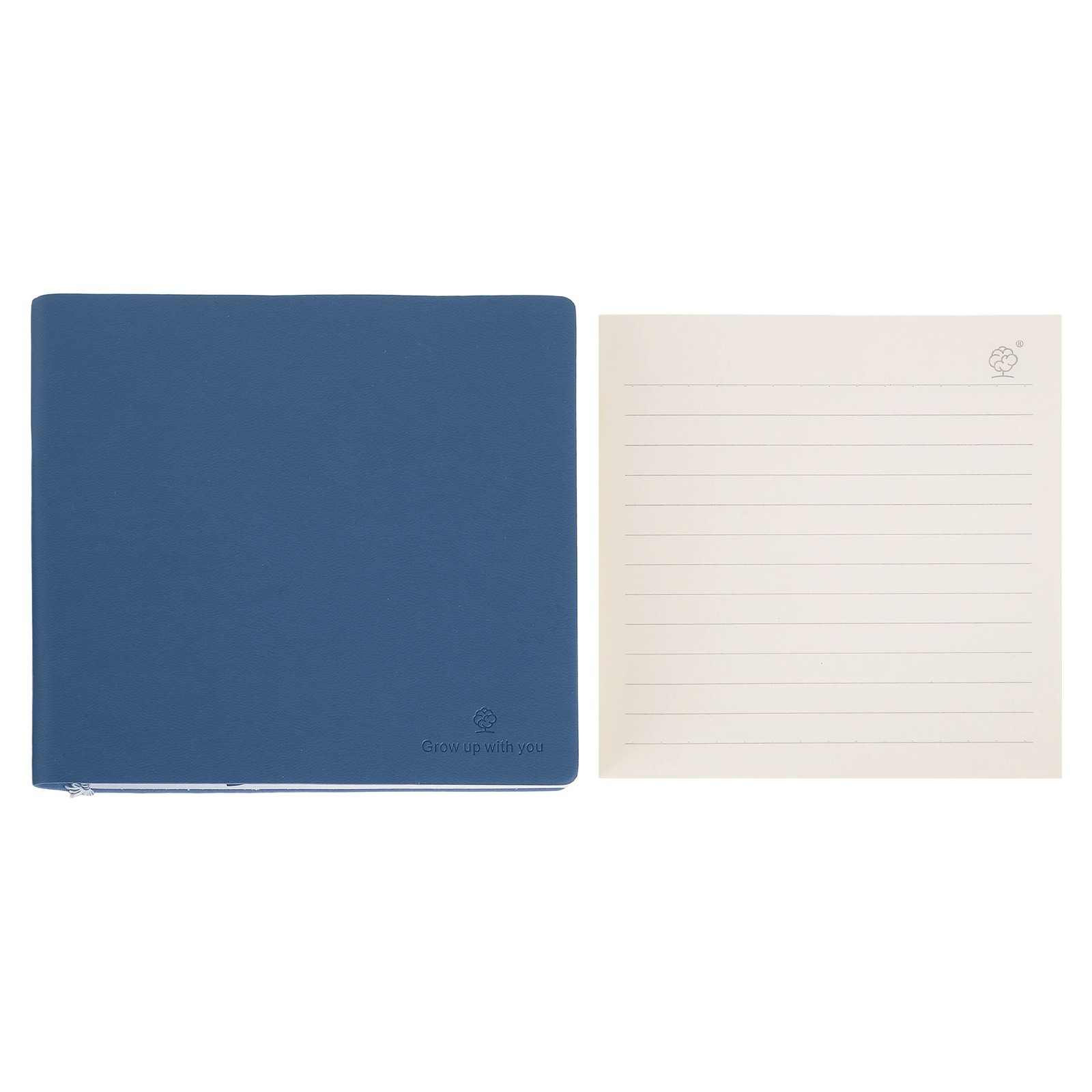 Pocket Notebook, 6.1×5.6 Inch Leather 80GSM 100 Sheets/200 Pages, Dark Blue