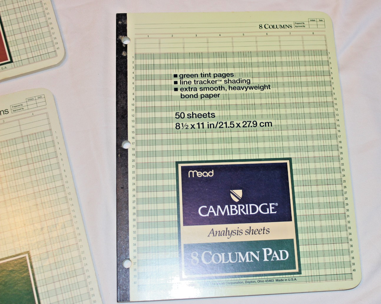 Vtg National Brand & Mead Cambridge Analysis Pads Lot 7 NOS Ledger Column Paper