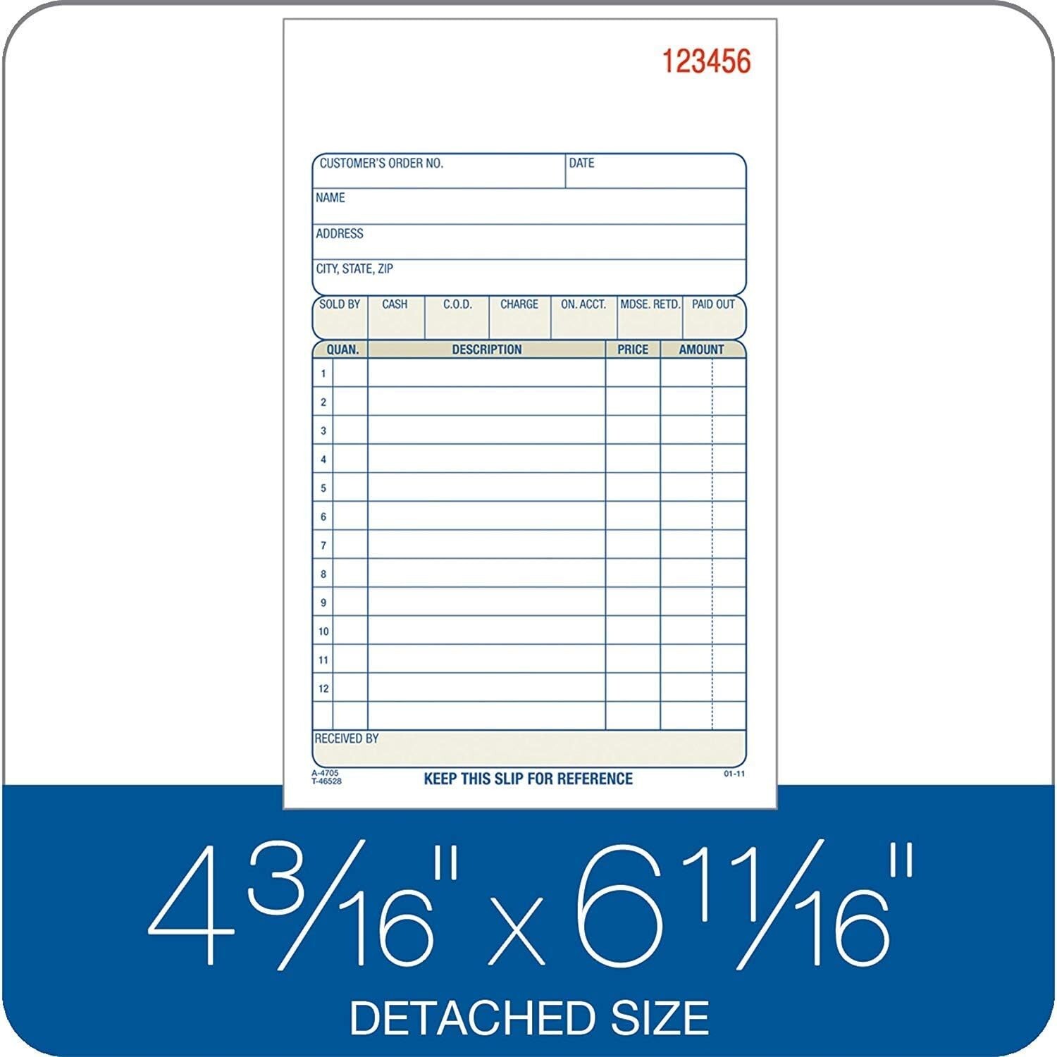 Consecutive Numbered Carbonless Sales Order Books – 2-Part, 7-3/16 Inches High
