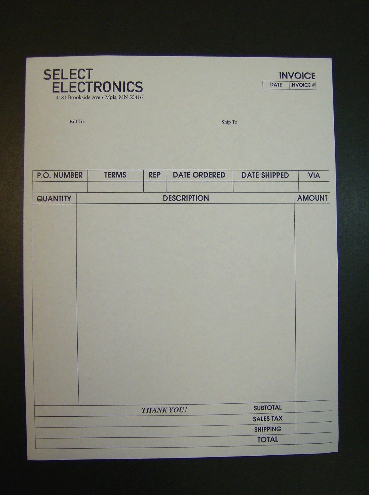 Custom Printed 2-Part Carbonless Sets, 8.5″ x 11″, black ink, 1-side, NCR Forms