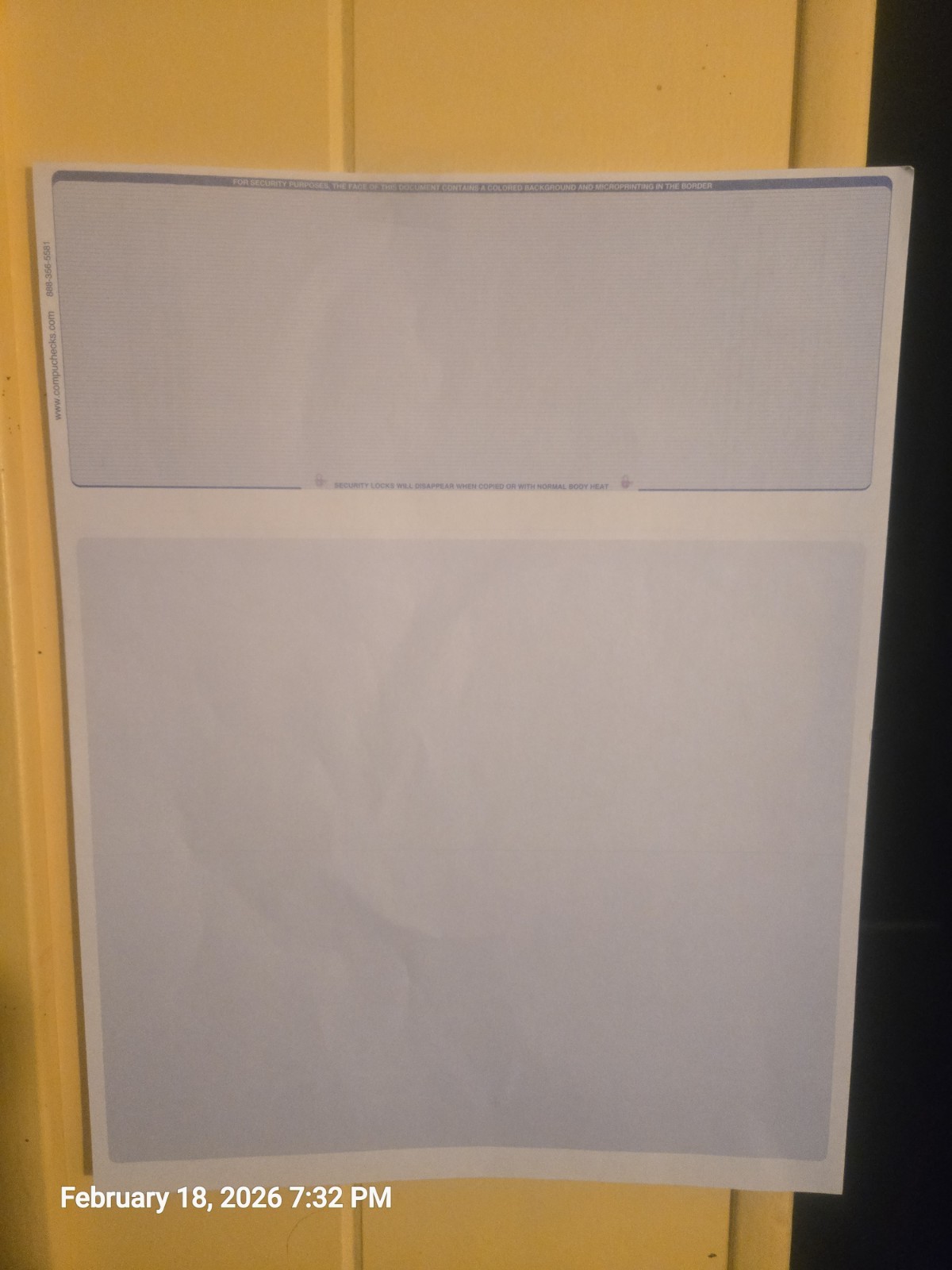 AmeriChecks Blank Computer Checks Security Form 5967-5967 Top Printing