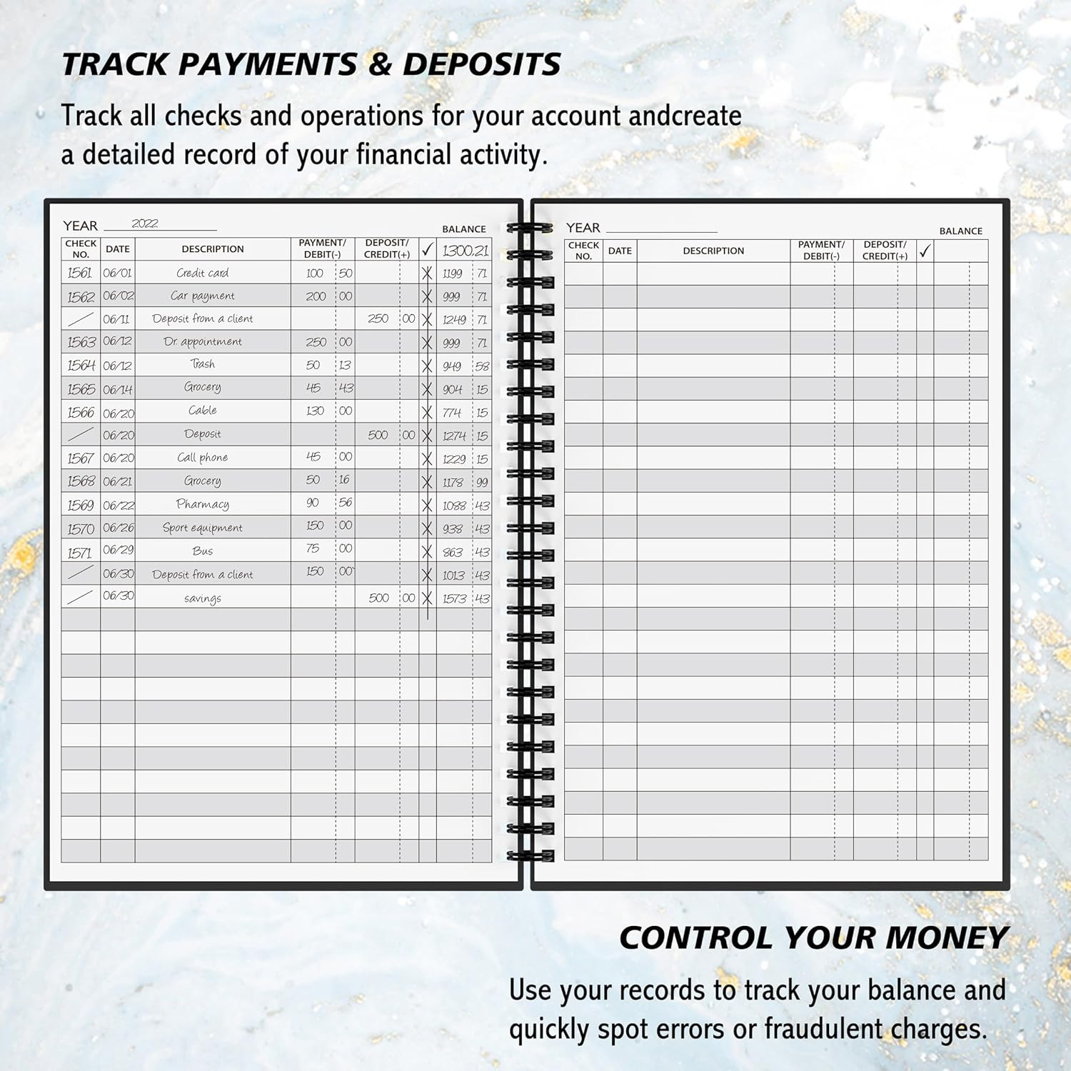 Accounting Ledger Book – A5 Check Register for Small Businesses & Personal Use