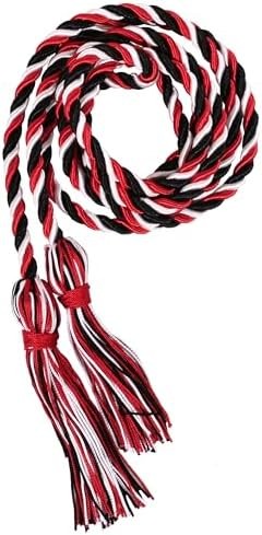 Intertwined Graduation Honor Cords (White/Red/Black)