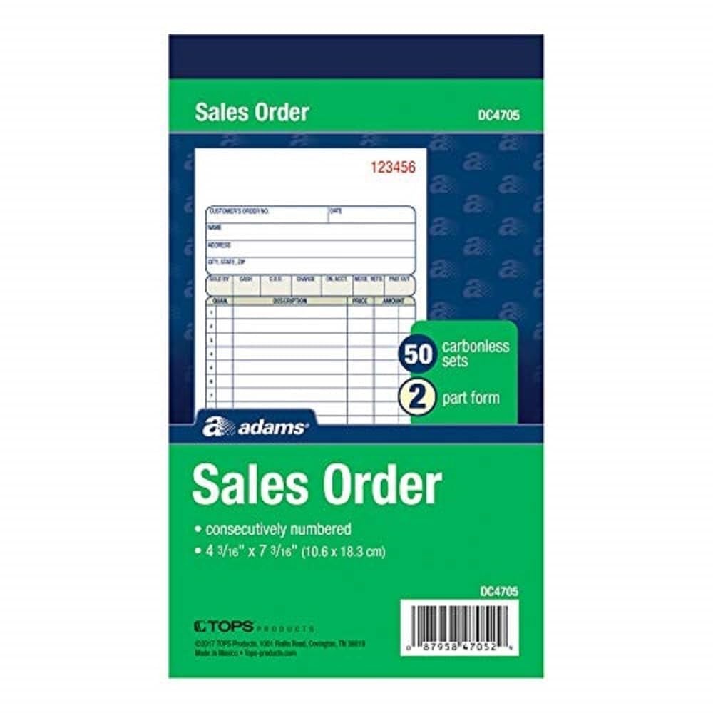 Adams Sales Order Books, 2-Part, Carbonless, White/Canary, 4-3/16″ x 7-3/16″,