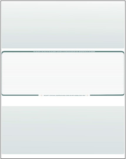 100 Blank Check Stock Paper – Check in Middle – Green Pinstripe