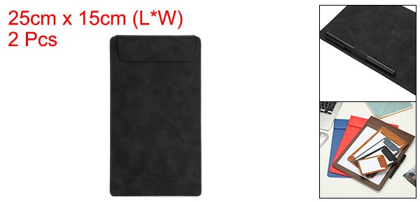2 Pack Mini Clipboard 10″ x 6″ Leather Small Clipboard with Pen Holder Black