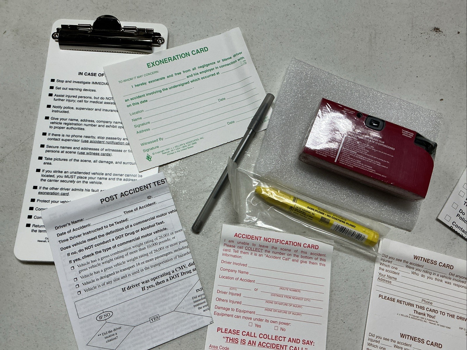 JJK5754 JJ KELLER Vehicle Compliance Accident Kit With Camera