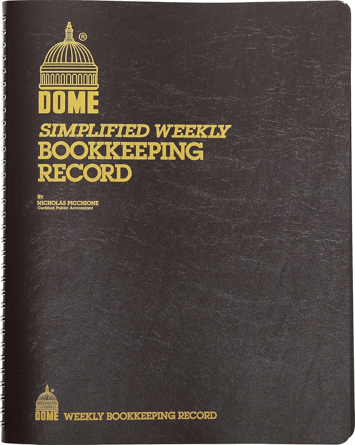 Dome DOM600 – Bookkeeping Record Book 128 Pages 9x11in. Brown Weekly Ledger Pad