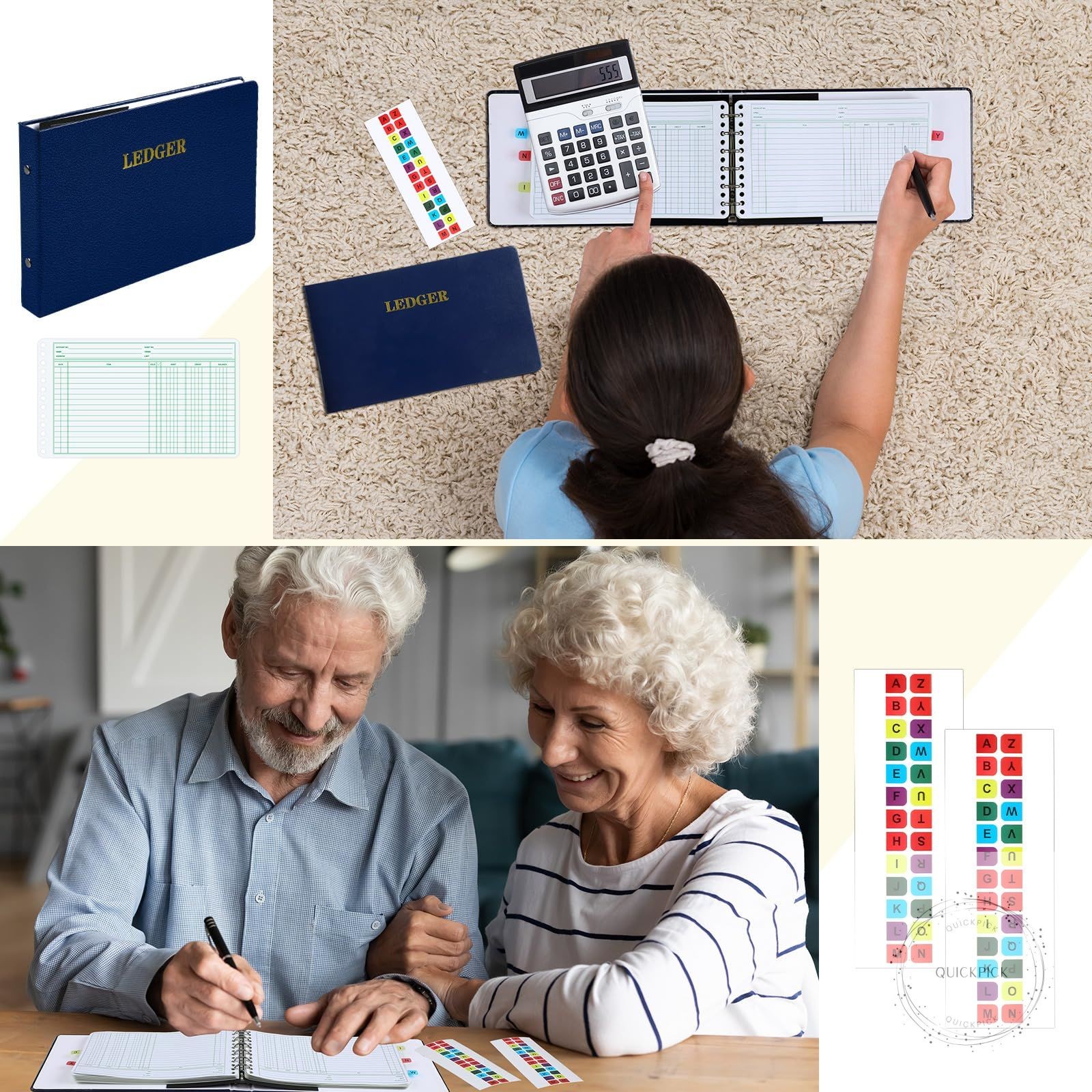 Ring Ledger Binder with 200 Pcs 5″x8.5″ Ledger Sheets Small Index Tabs for Bookk