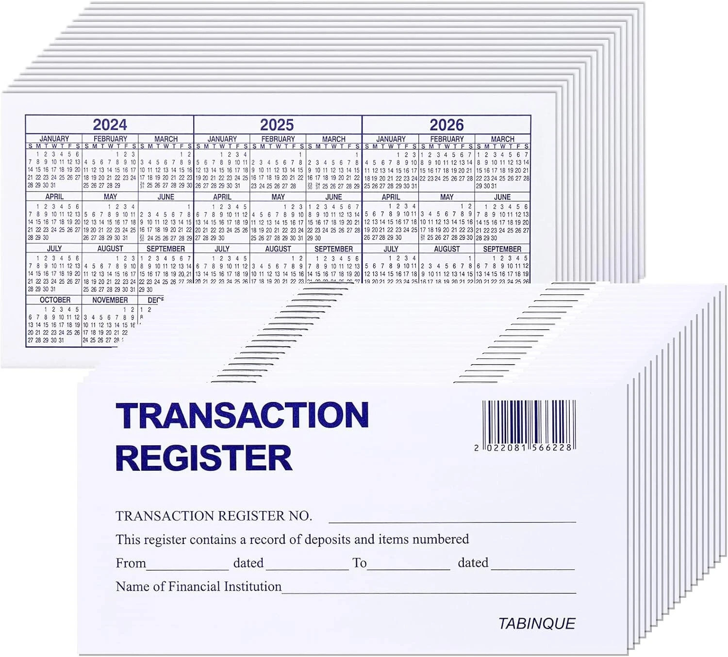 24 PCS Check Registers for Personal Checkbook, Easy to Read Checkbook Register