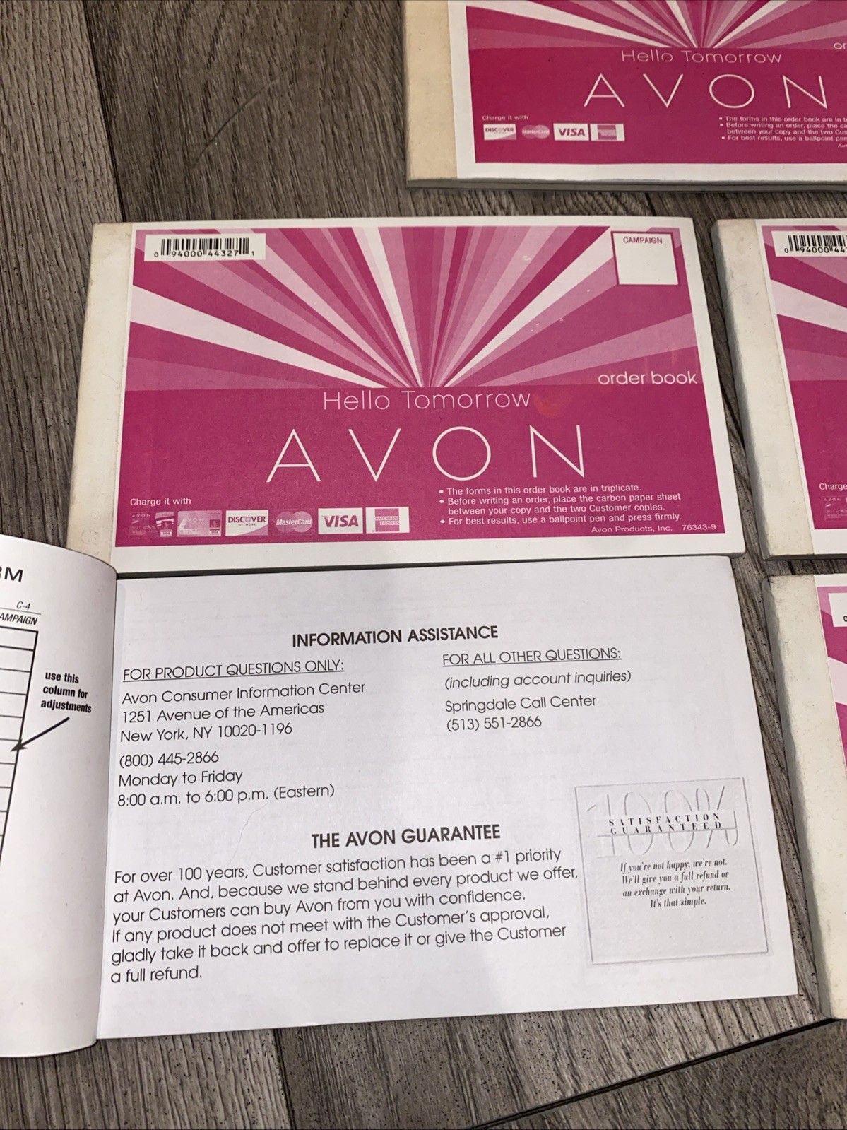 New Discontinued AVON Triple Carbon Order Book Receipt Book set Of 5 – English