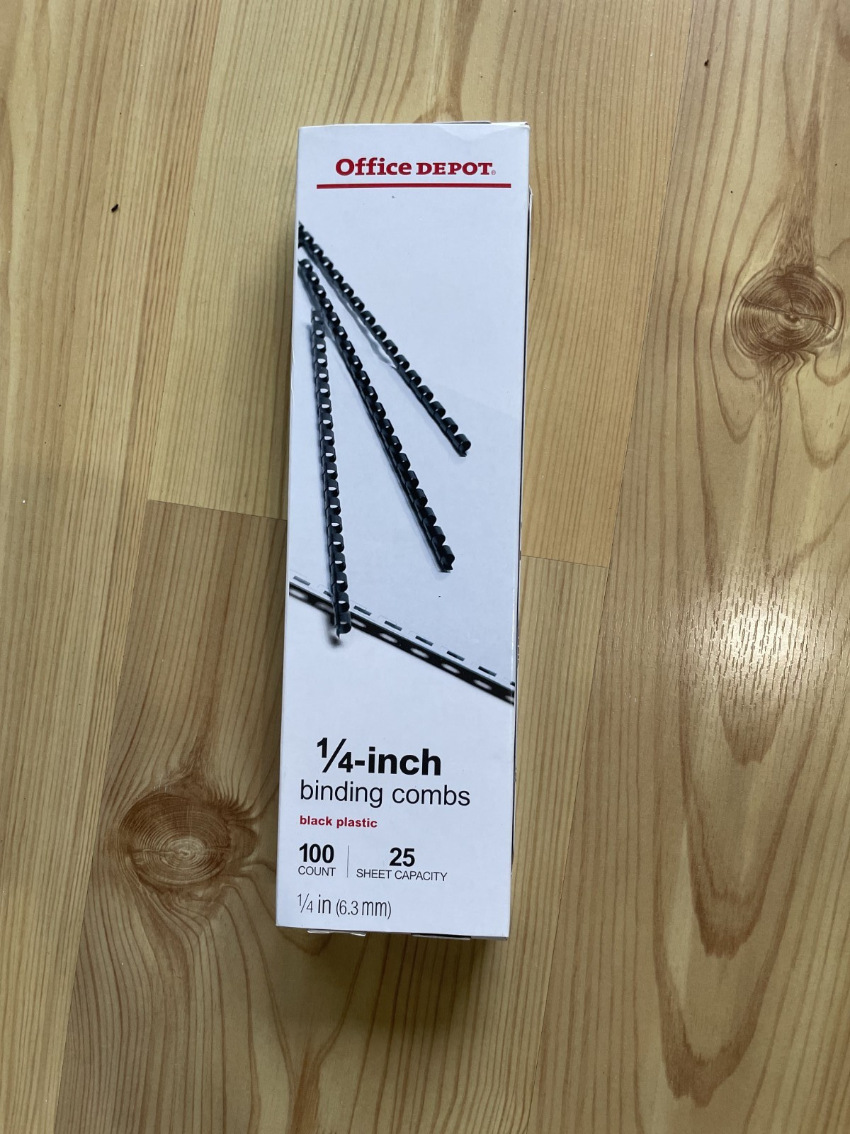 Office Depot 1/4″ Plastic Binding Combs – 100 Count – Black – OPEN BOX