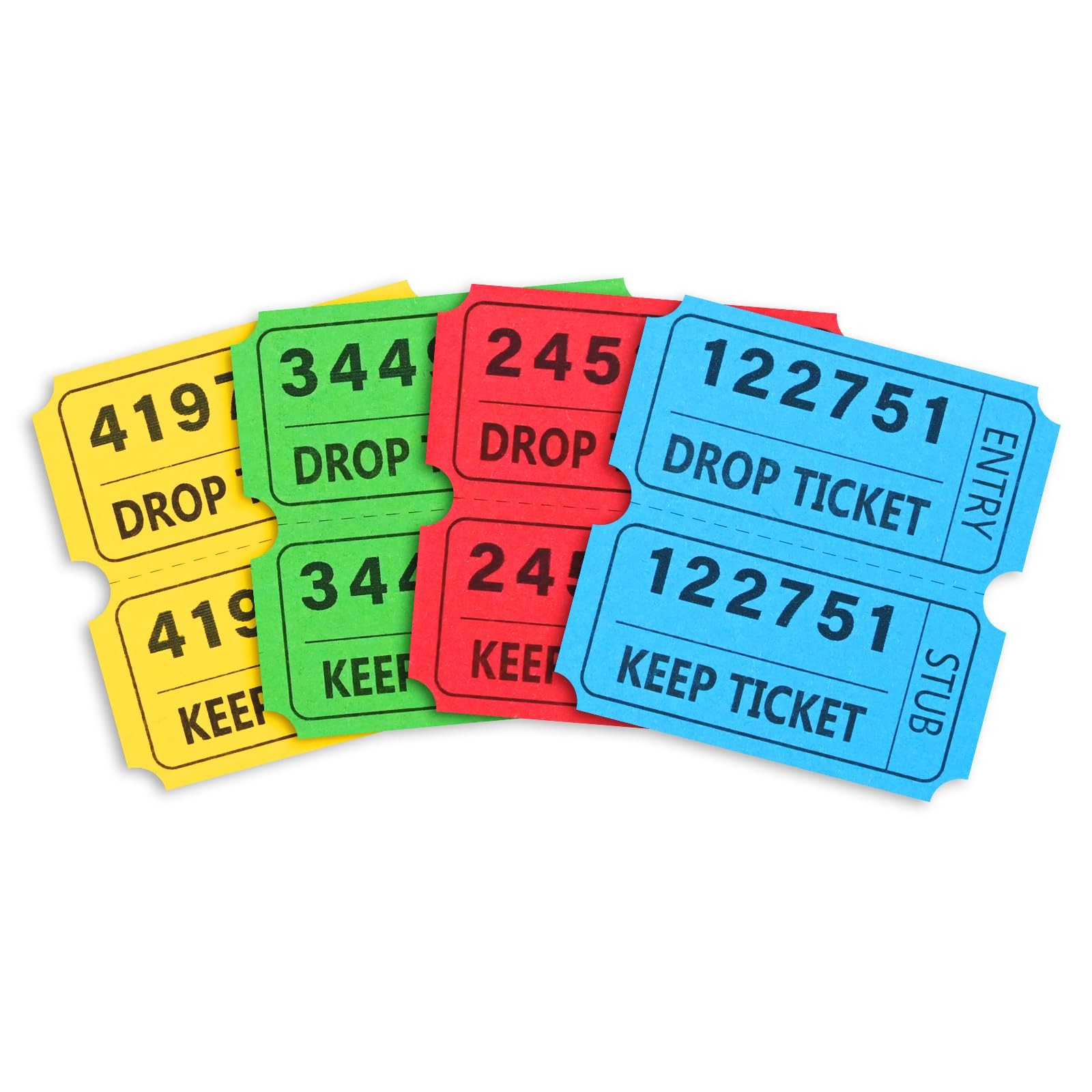 THEBLUETOUCH 2000 Pcs (1000 Pairs) 50/50 Raffle Blue, Red, Green, Yellow