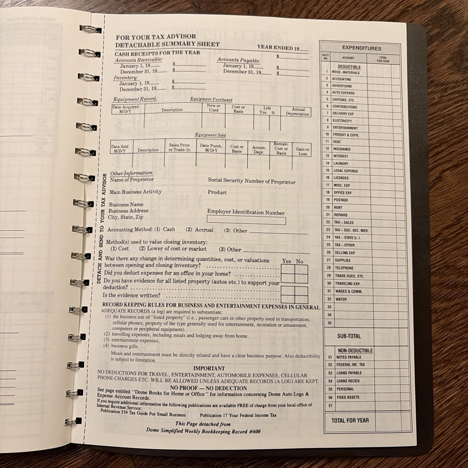 DomeSkin DOM600 Bookkeeping Record Book – Brown