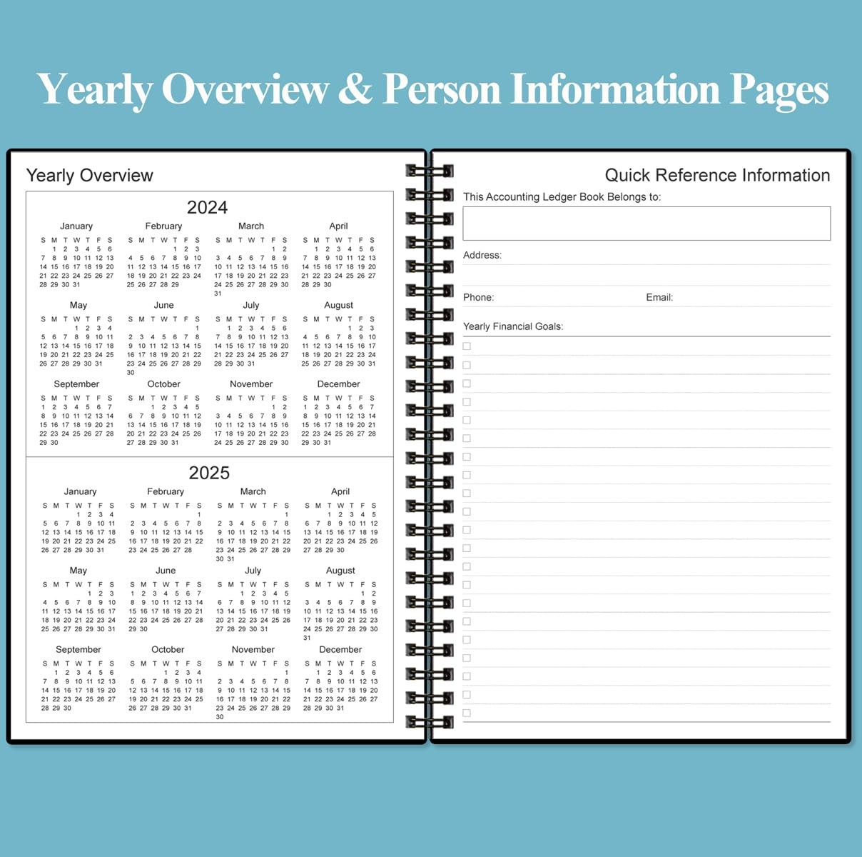 Accounting Ledger Book – A5 for Bookkeeping, 5.8″ x 8.4″, Black