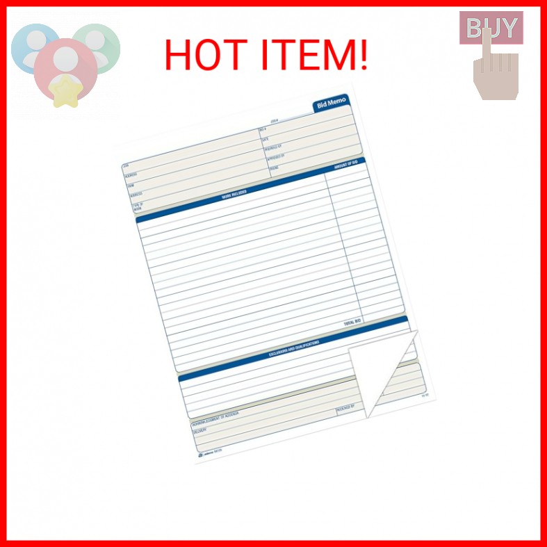 Adams Bid Memos, Business Forms, 8-3/8″ x 11-7/16″, White, 25 Sets Per Book (D81