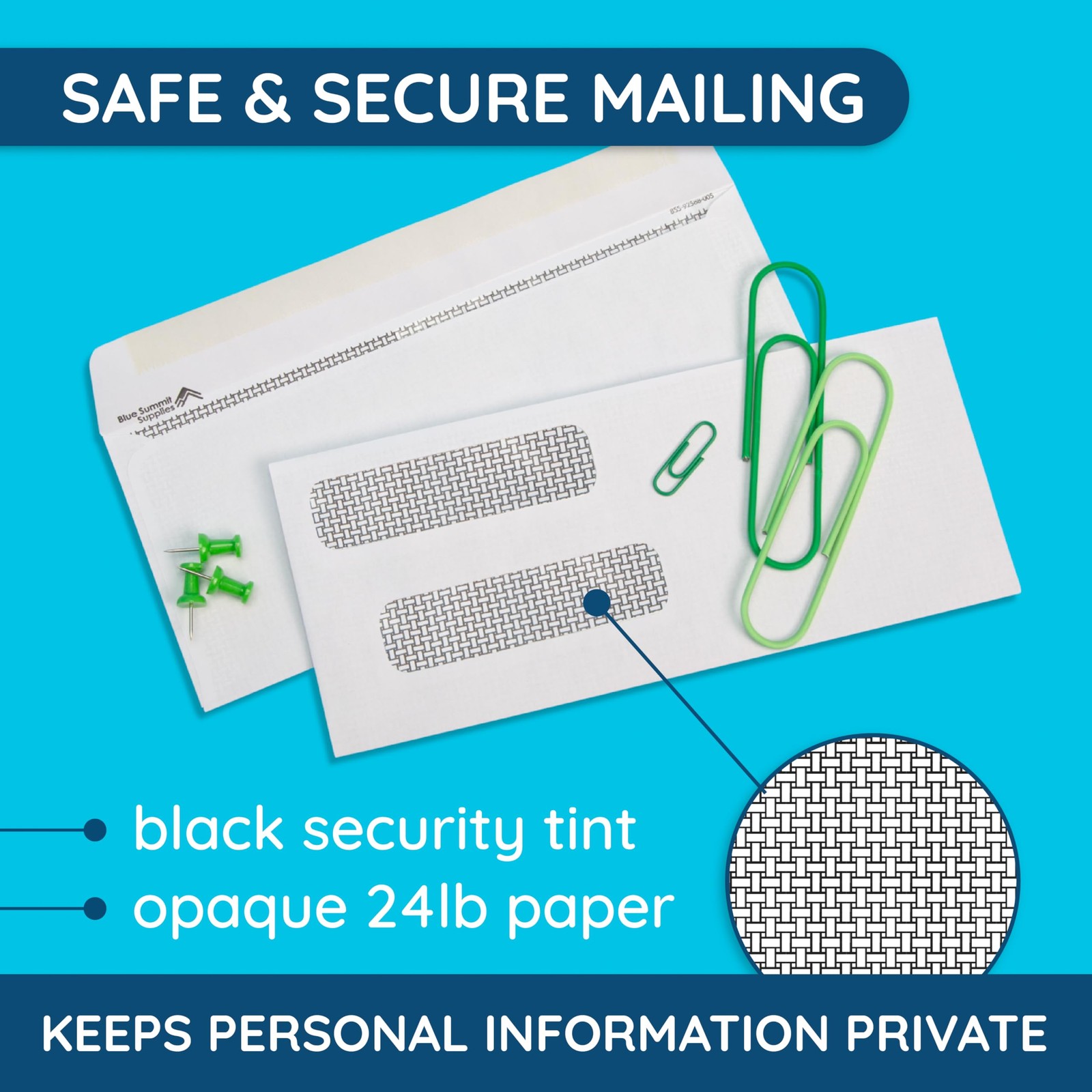 500#8 Gummed Double Window Security Check Envelopes – Number 8, White