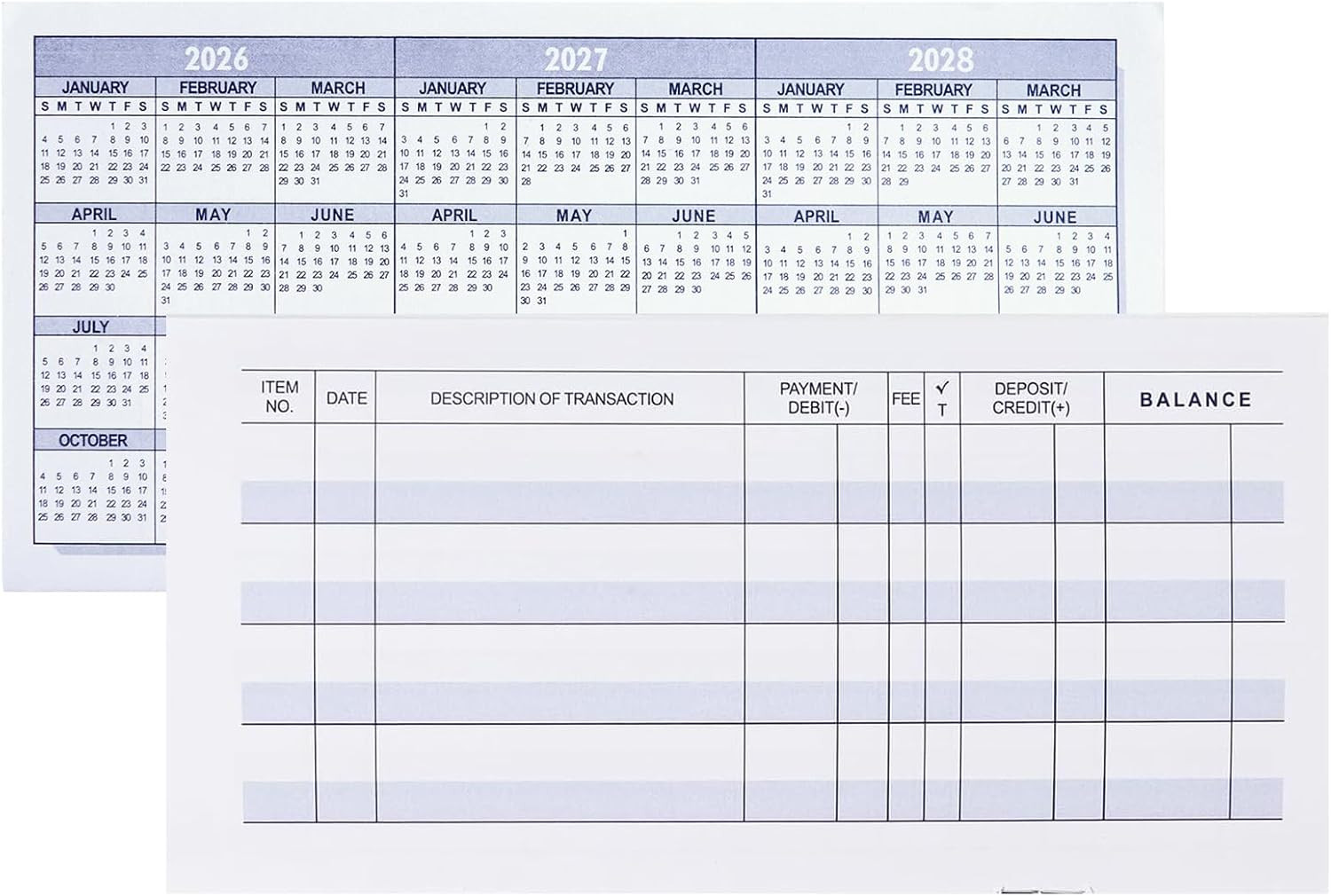 20 Pack Checkbook Register, Check Registers for Personal, Blank Ledger Transacti