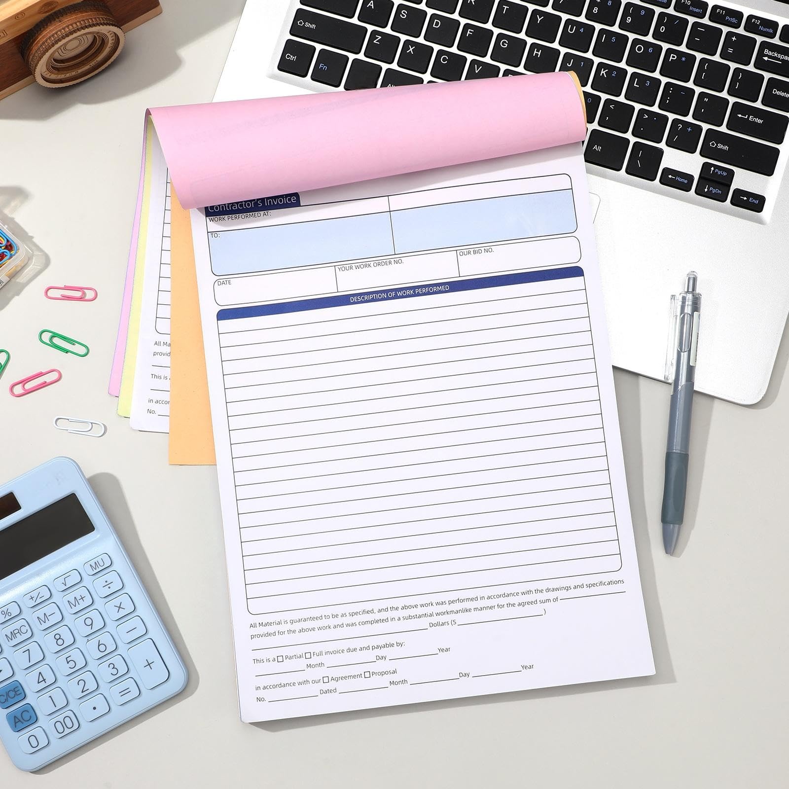 Crtiin 2 Pcs Contractors Invoice Book Carbonless Forms Receipt 8.5 x 11 Inch…