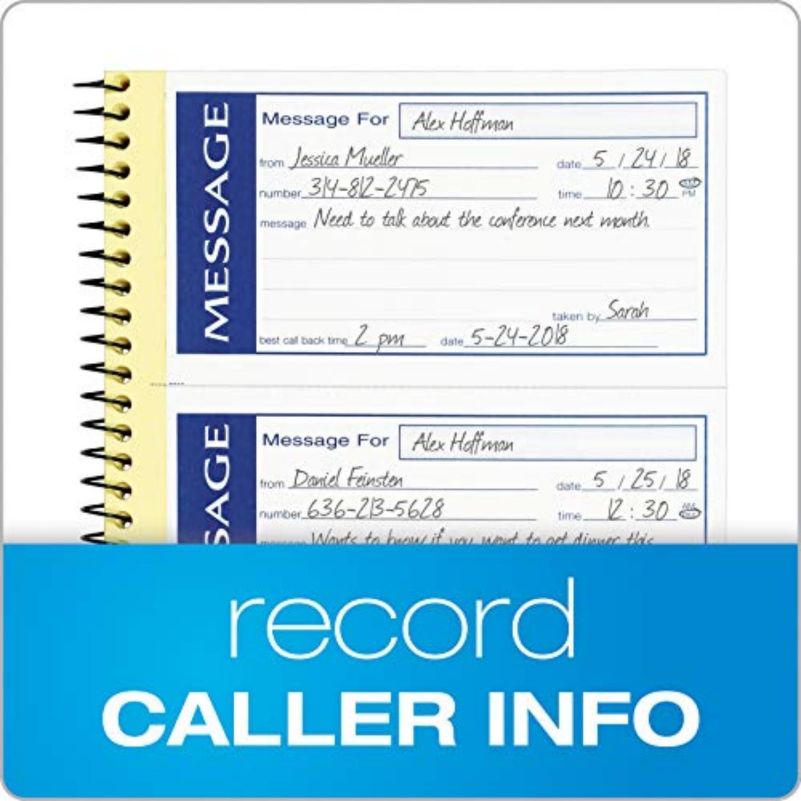 Adams Write ‘N Stick Message Pad, 2-Part, Carbonless, Blue, 5.3″ x 0.3″, Blue