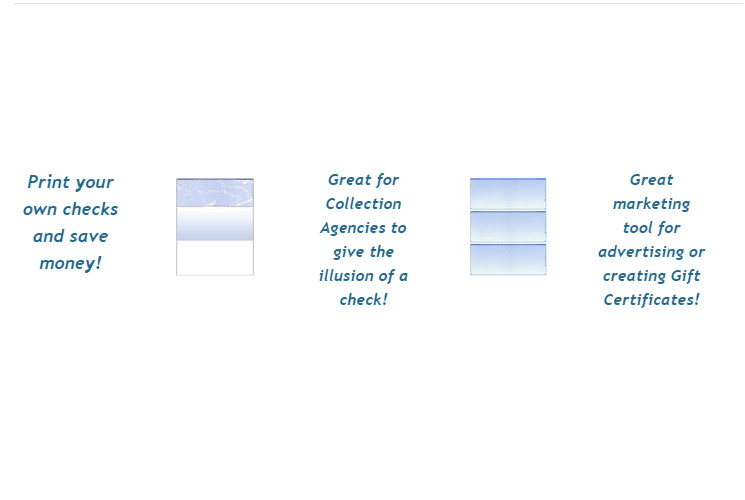 75 Sheets – 225 Checks Blank Check Stock Paper – Blue – Three (3) on a Page