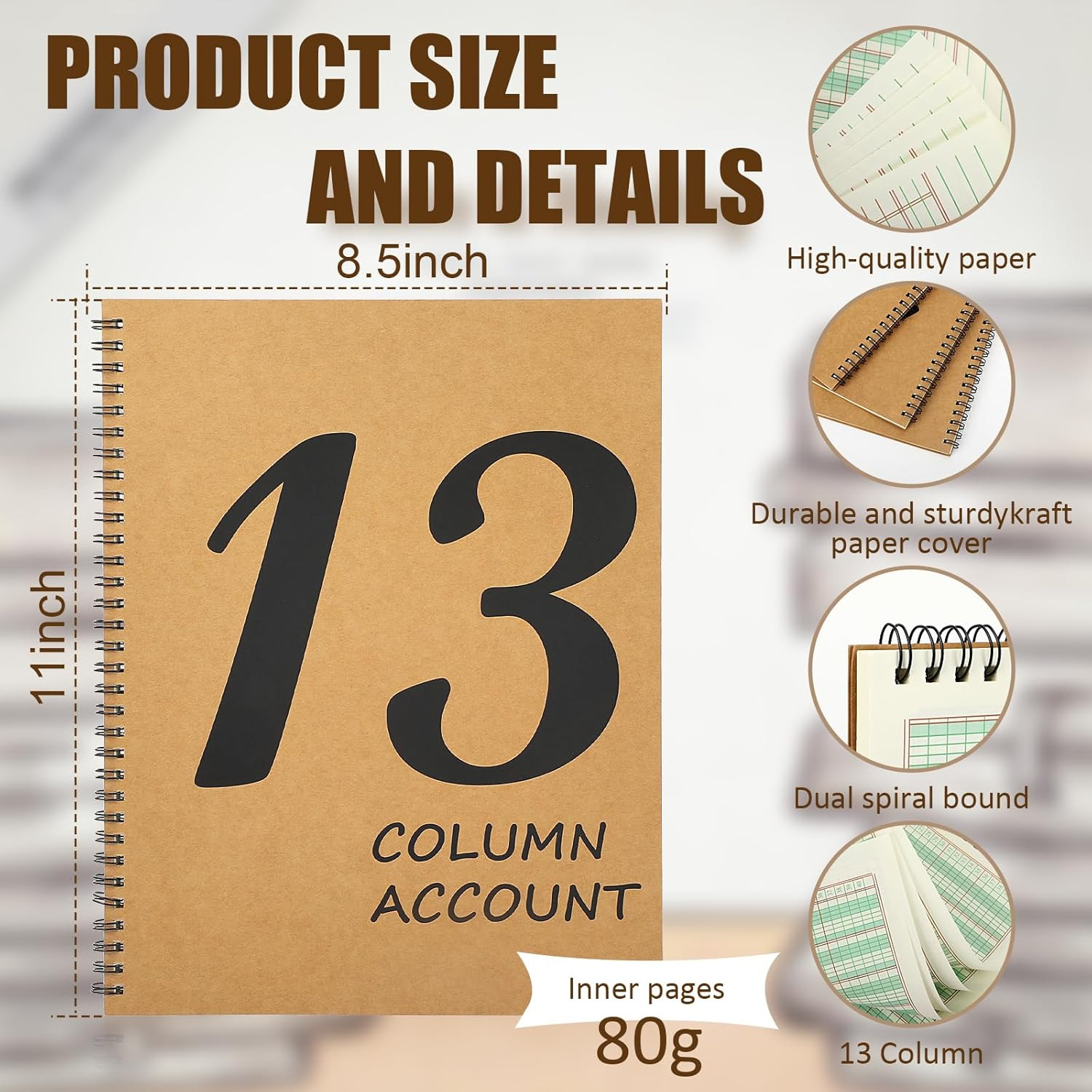 13 Column Ledger Book 8.5 * 11inch Account Book Notebook Columnar Pad Columnar P