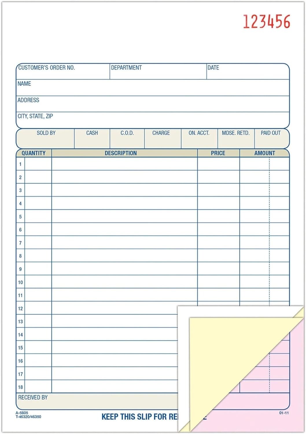 Efficient Invoice Tracking with 50 Sets of Carbonless Sales Order Forms