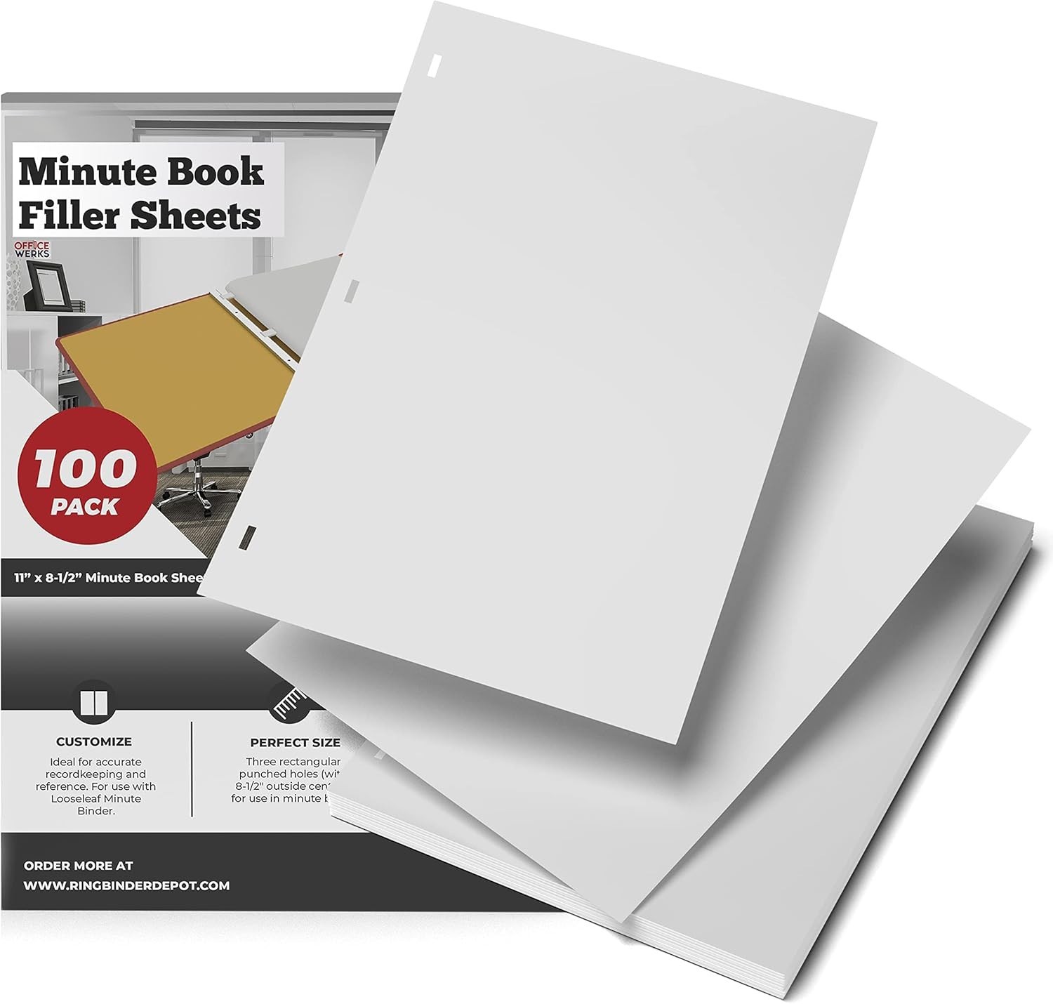11 X 8.5 Inch Letter Size Minute Book Paper, 3 Hole Punched White Loose Leaf …