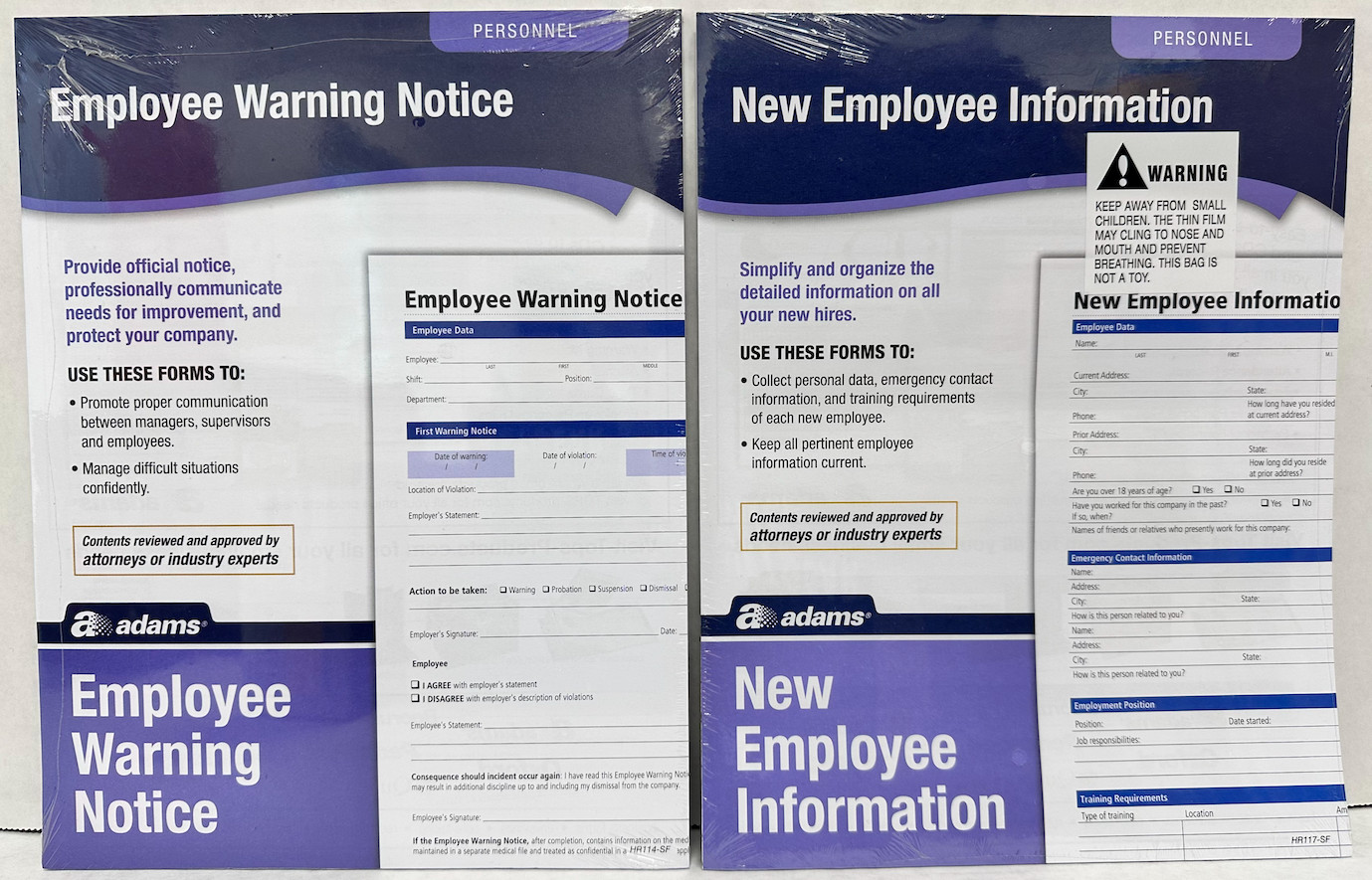 BUNDLE Adam Personnel Forms (New Employee Info, Warning Notice, Create Handbook)