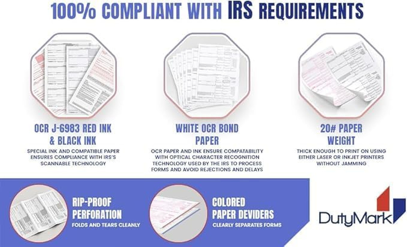 1099 NEC Forms 2025 4 Part Tax Forms Kit of Laser Forms, Compatible with Quickbo
