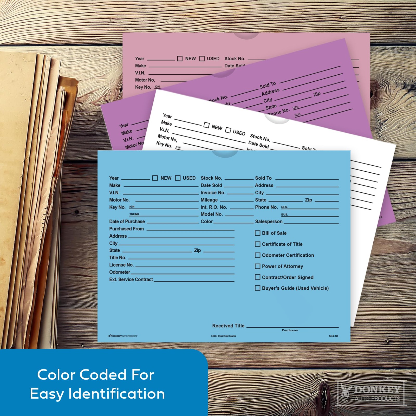 Printed Vehicle Deal Envelopes 9×12 Jackets (100 shrink One Size, Blue